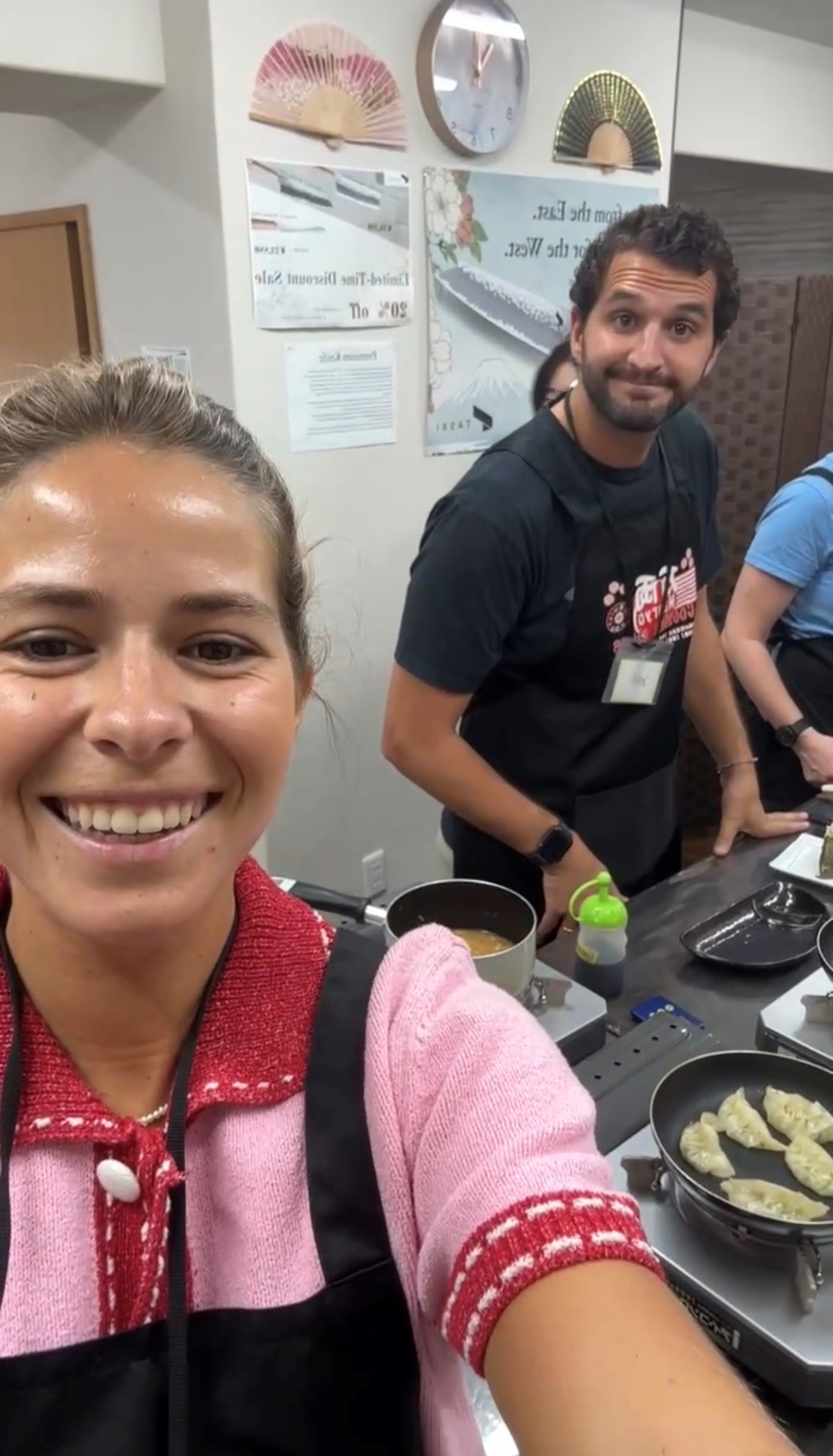 Us in cooking class and tea ceremony experience Kyoto