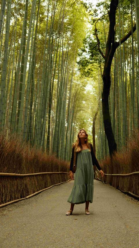 Maria in the Arashiyama bamboo forest