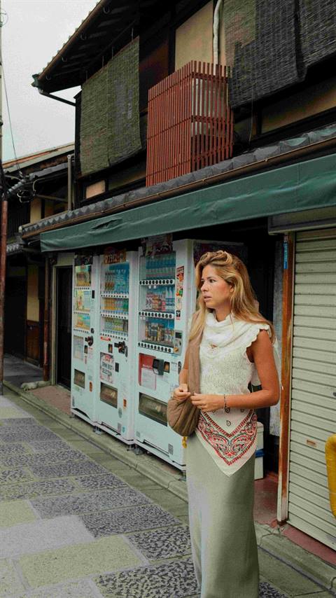Maria walking through Kyoto's streets
