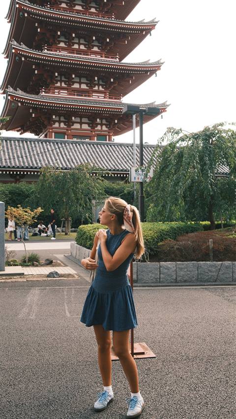 Maria past the Senso-ji pagoda Asakusa