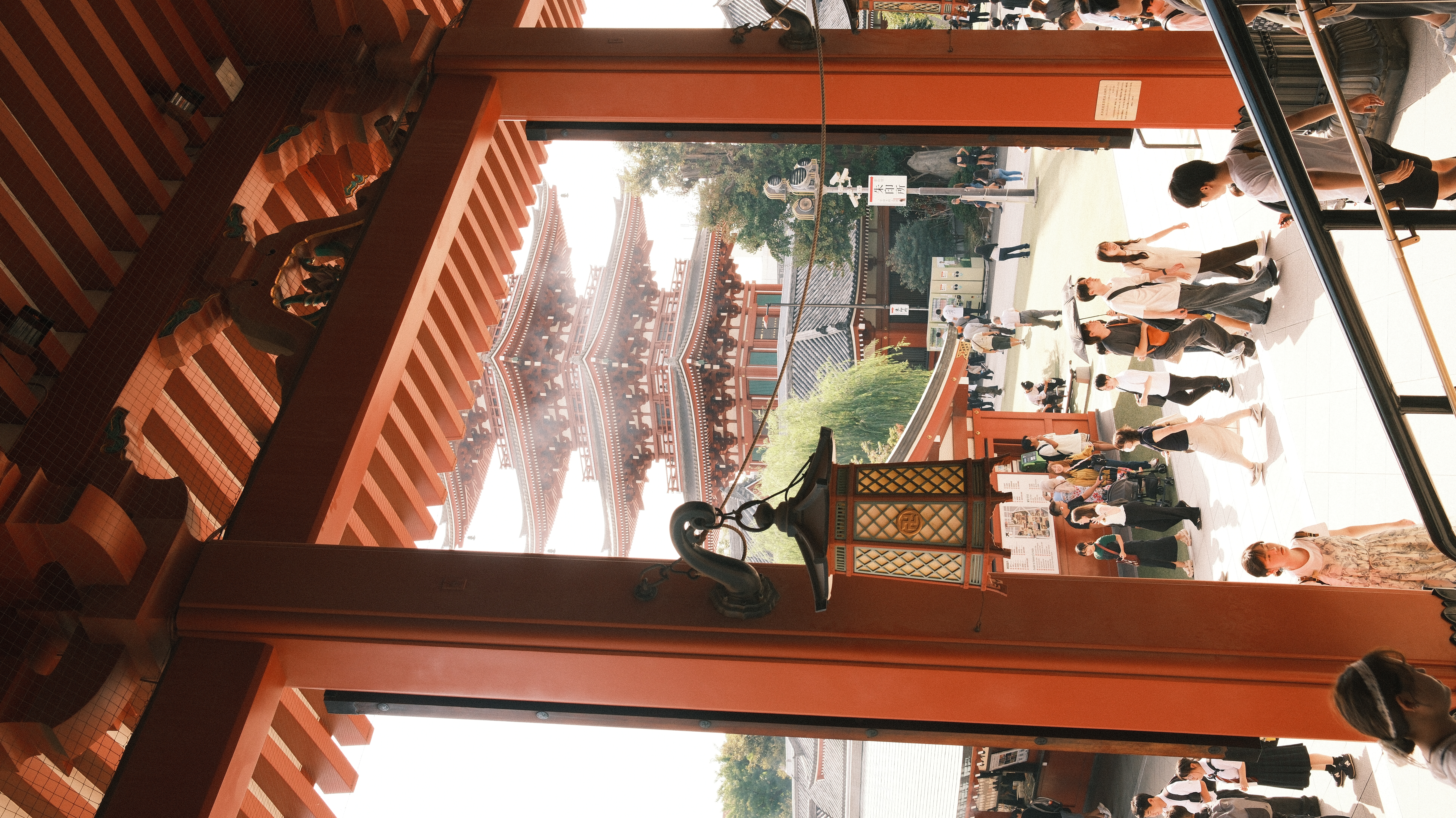 Sensō-ji temple main hall viewed from inside the Hozomon gate, Asakusa Tokyo