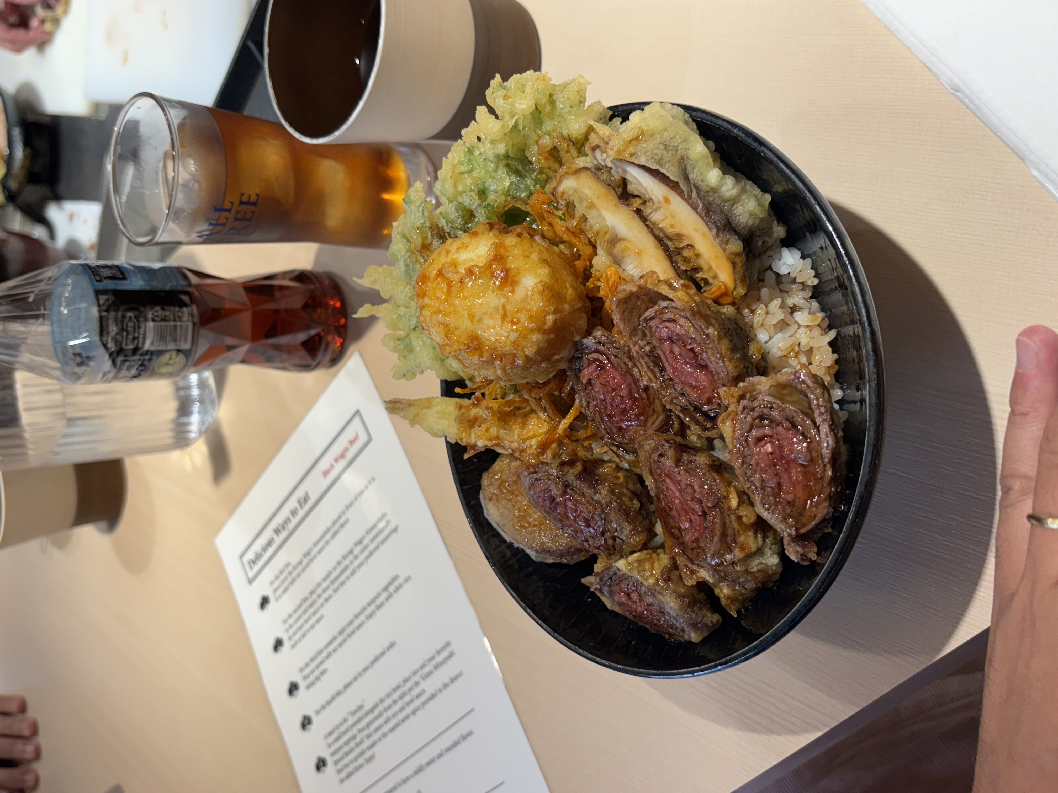 Wagyu beef don with tempura, Tokyo restaurant
