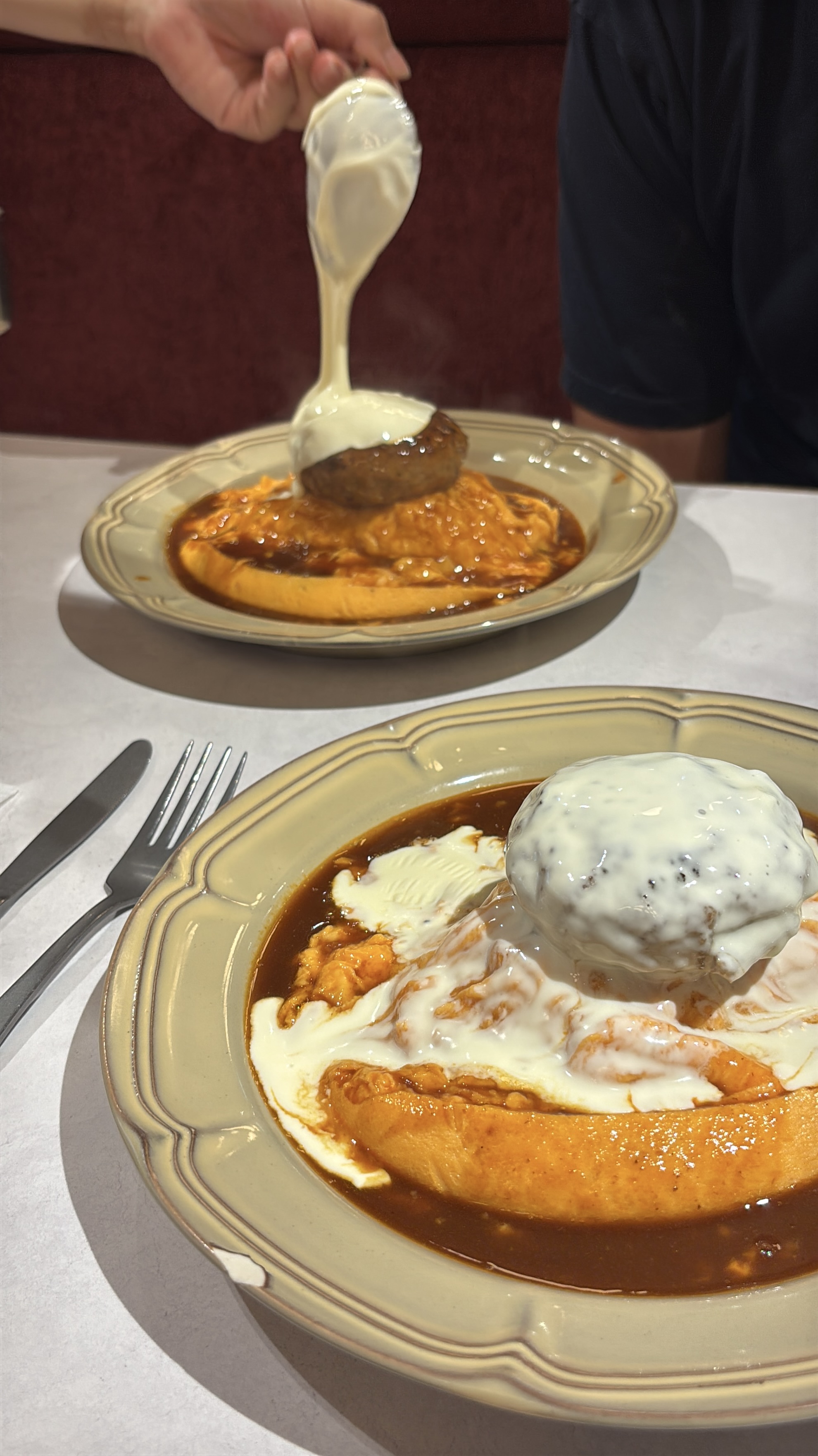 Japanese omurice and curry rice dish at a Tokyo restaurant